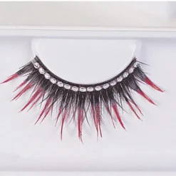Morris Eyelashes Black With Red Tips And Rhinestones