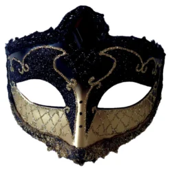 Morris Costume Accessories Mardi Gras Eye Mask Black Gold