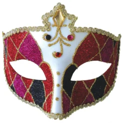 Morris Mardi Gras Eye Mask Red Black